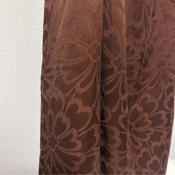 ODILLE Anthropologie NWT Brown Floral Jacquard Tie Front A-Line Dress Size 2 - Picture 10 of 16